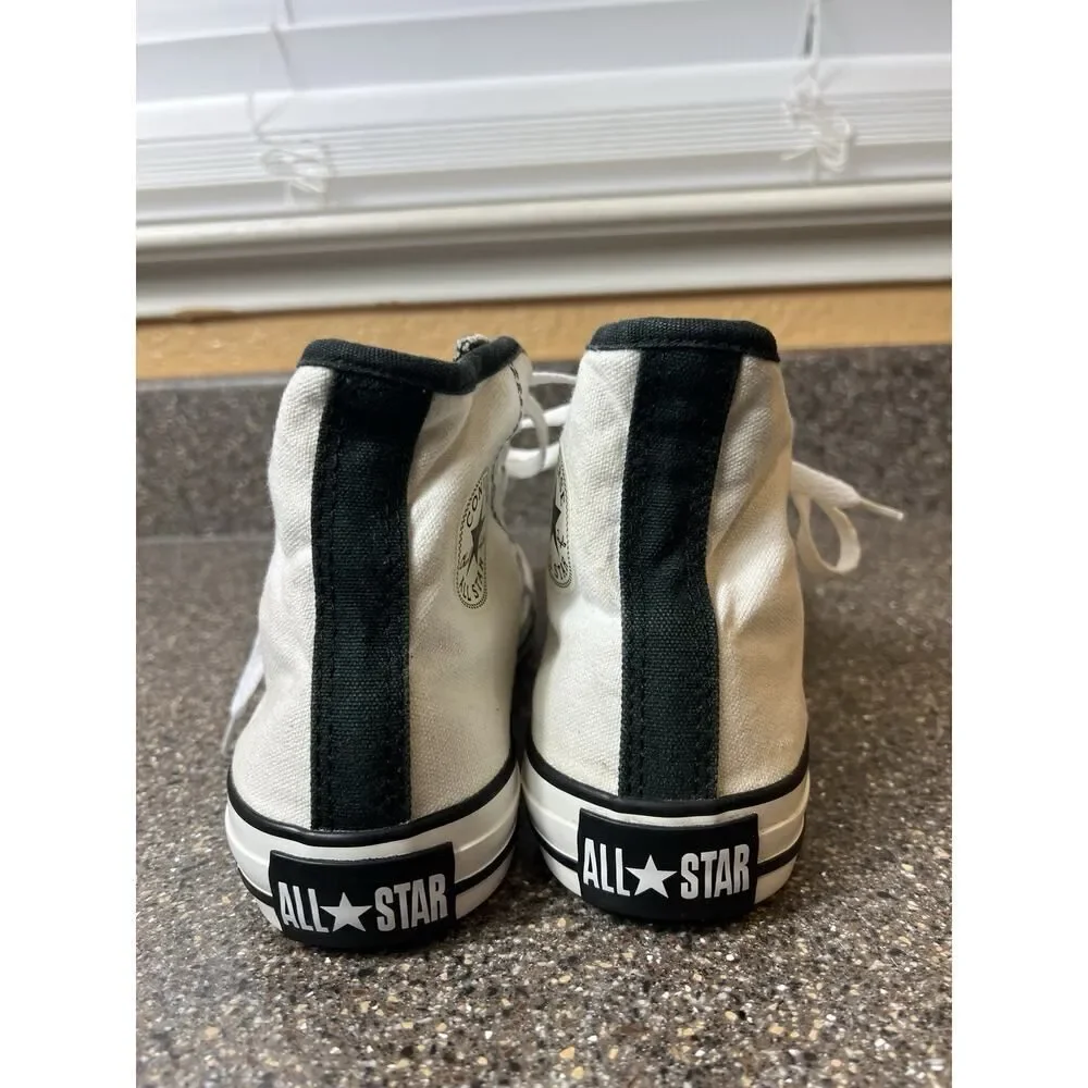 Converse All Star Big Kids Junior Sz 4 White/Black High Top Lace Up Sneaker Shoe